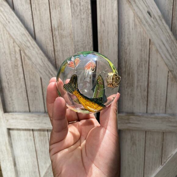 1999 Figi Inside Art Fisherman’s Fish Li Bien Style Glass Ornament Hand Painted - Picture 2 of 6